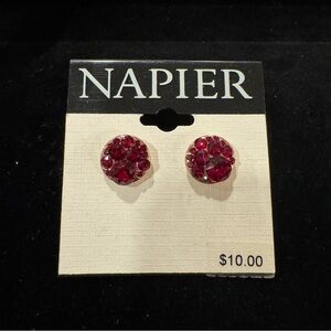 Napier Red Crystal Earrings Studs